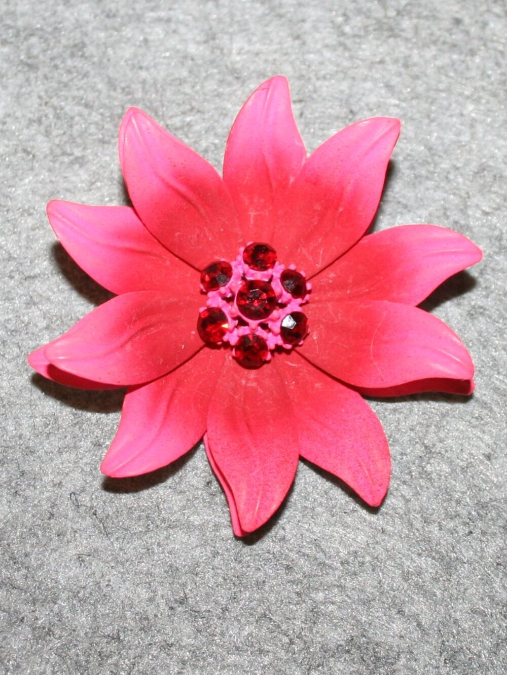 Vintage Pink Flower Enameled Brooch Pin